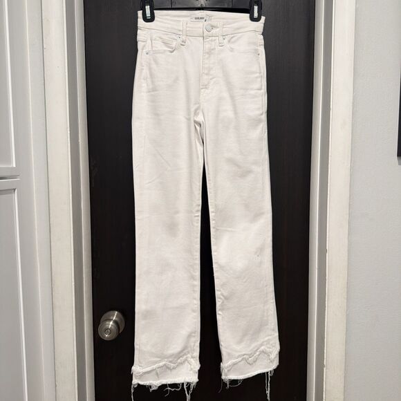 Good American Denim - Good American Good Straight Raw Hem White Jeans 24 Coastal Cowgirl Streetwear